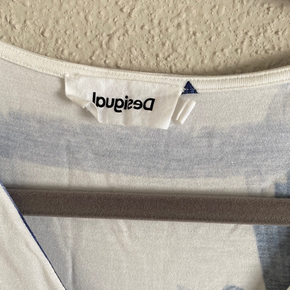 Desigual Blue and White Striped V-Neck Top - Picture 7 of 11